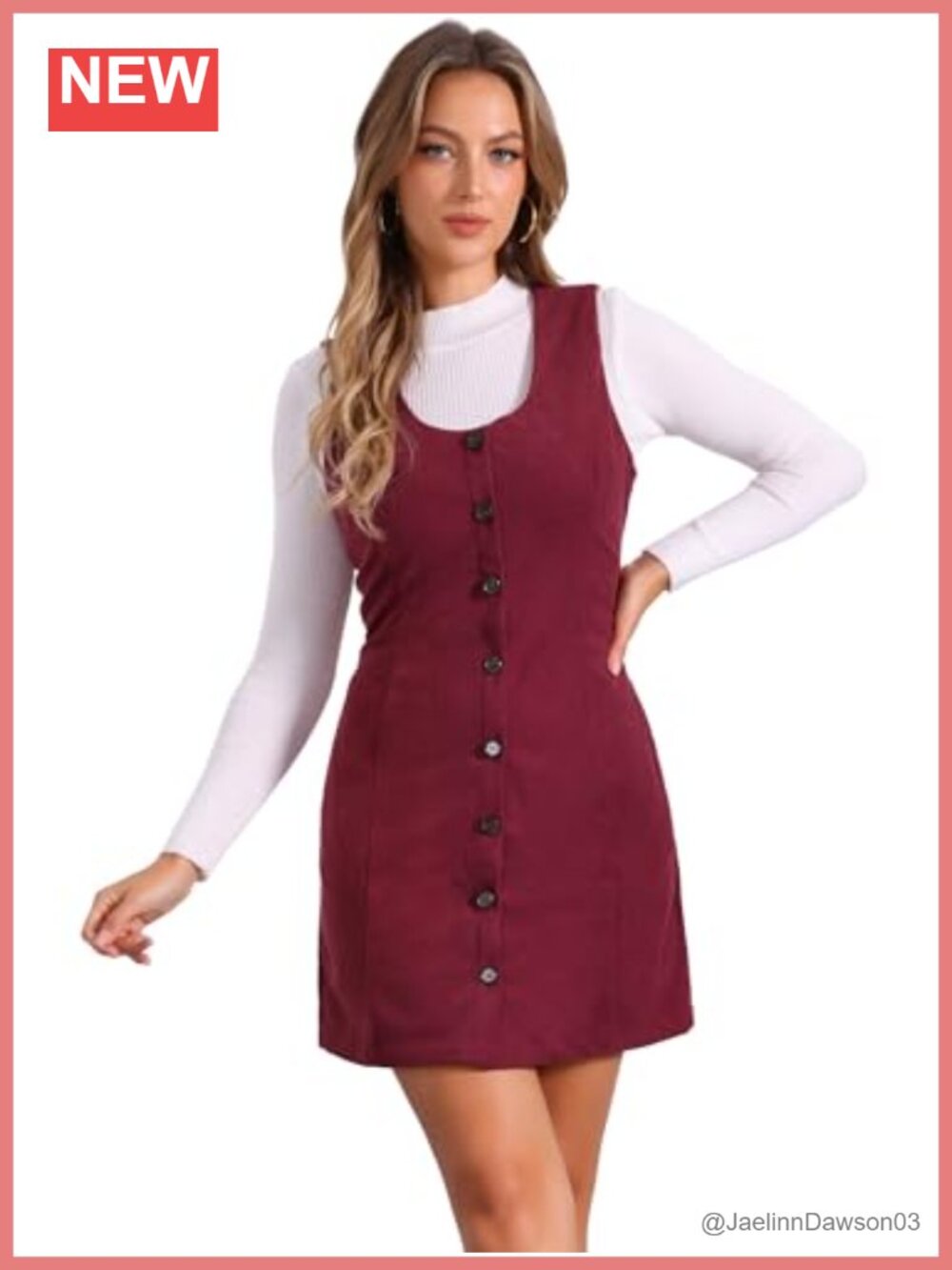 Corduroy Overall Dress Scoop Neck Pinafore Sleeveless Mini
